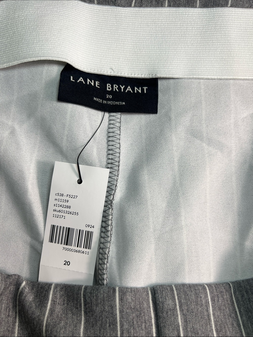 Lane Bryant Gray Pinstripe Wide Leg high rise Pants size 20 - Picture 2 of 8